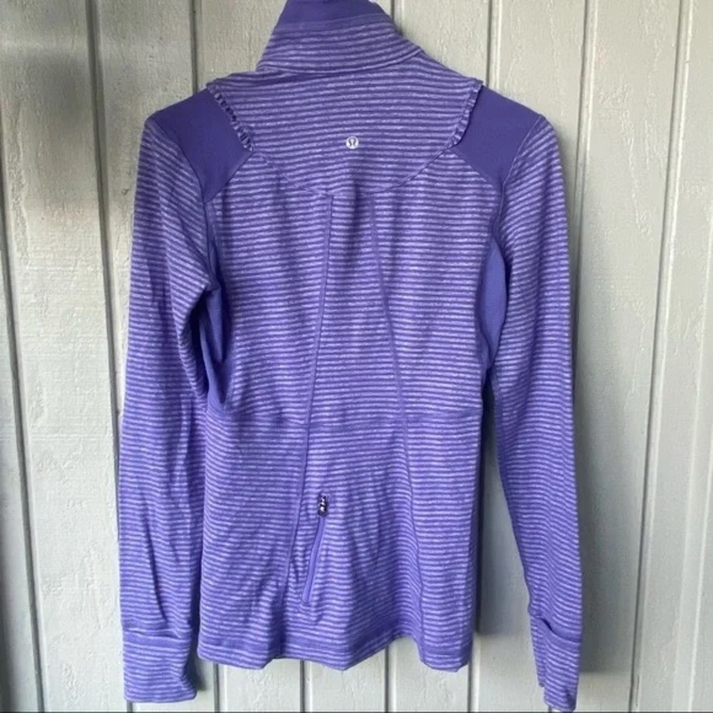 Lululemon Run Your Heart Out Pullover Purple Stripe Half Zip Size 8 - Picture 8 of 12